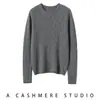 Novo suéter de cashmere leve de luxo com gola redonda para outono e inverno para mulheres, top de cashmere de manga comprida, camada interna de tricô versátil, suéter básico feminino