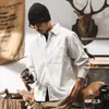 Camisa de manga larga a rayas retro americana para hombre, nuevo estilo primavera 2026, corte holgado, marca de moda Amekaji, chaqueta camisa para hombre