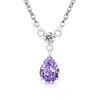 Xiaohongshu Más Vendido Collar de Flor de Hielo de Piedra de Color Forma de Pera Cortada Diamante de Carbono Súper Brillante Chapado en Oro Real Colgante de Gota de Agua Transmisión en Vivo Dropshipping