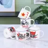 Taza de Cerámica con Tapa, Taza de Agua Retro, Taza Esmaltada de Imitación Nostálgica Creativa para Oficina, Tarro de Té