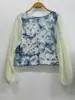 Vestido artístico azul tie-dye hecho a mano de Radix Isatidis de planta pura original, sobrecapas exteriores protectoras solares