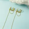 Aretes de clip con borla de vid ganchos para la oreja diseño de capa nicho personalidad cadena geométrica ear cuff de doble capa aretes sin perforación