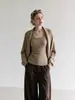 Nuevo Estilo Coreano Otoño 2026 Francés Old Money de Gama Alta Relajado Camiseta sin Mangas Cuello en U + Cárdigan de Punto con Solapa Grande para Mujer