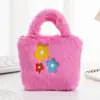 Bolsa de Mão de Pelúcia Fofa Transfronteiriça Bolsa de Ombro Bolsa Transversal Porta-Moedas Laço de Cereja Flor Bolsa Infantil Fabricante Atacado