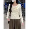 Suéter de tricô falso de duas peças com gola alta para mulheres, outono e inverno, estilo coreano, simples e versátil, folgado e casual, blusa de gola alta de manga comprida