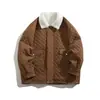 Chaqueta de Algodón Acolchada de Diamante para Hombre con Cuello de Piel Invierno Engrosada Solapa de Lana de Cordero Chaqueta Corta de Trabajo Ropa para Hombre