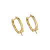 Pendientes de perla adhesiva con forma de U geométrica de plata de ley S925, soporte vacío para mujer, temperamento moderno, cuadrado, DIY, hecho a mano, soporte para cuentas redondas, cierre de oreja