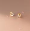 Brincos de Folha de Diamante em Prata 925 Nalan para Mulheres Simples Pequenos Elegantes Pastorais Frescos Joia de Orelha M01740