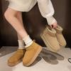 Botas de nieve de suela gruesa para mujer, zapatos cálidos de pan de invierno de una sola pierna con forro polar y algodón grueso, 2024