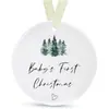 Colgante Redondo de Madera Nuevo para Navidad Transfronterizo con Fotos 2025 Decoraciones Colgantes para Árbol de Navidad de Recién Casados