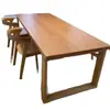 Nueva Mesa de Comedor y Escritorio Combinados Mobien de Madera Maciza Estilo Chino para Uso Doméstico, Estilo Madera Natural, Color Nogal Nórdico, Largo