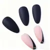 Europeu e Americano Transfronteiriço Mais Vendido Kit com 24 Unhas Postiças para Manicure Simples e Fashion Preto Fosco Linha Glitter Unhas Postiças Atacado