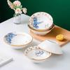 Flor de Plomo de Color Hoja Color de Bajo Esmalte Vajilla de Cerámica Bol Grande Hogareño Bol de Aviación Vajilla de Cerámica Bol para Sopa Serie de Impresión Bol Grande