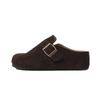 Aumento Interno de Altura de 5cm para Sapatos Birkenstock com Pelo, Sapatos de Algodão com Solado Grosso para Mulheres, Chinelos de Pelo Genuíno Fechados para Uso Externo para Outono e Inverno 2025