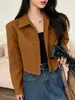 Chaqueta Casual Corta de Moda con Cremallera, Manga Larga, Bolsillos, Estilo Petite, para Mujer, Transfronteriza Europea y Americana, 2026