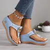Sapatos femininos de comércio exterior transfronteiriço 2022 verão novo dedo do pé de praia sandálias de cunha sandálias femininas europeias e americanas em estoque
