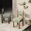 Silla de Comedor de Madera Maciza de Diseño Estilo Francés Vintage Lujo Ligero Gama Alta Creativa Wabi-Sabi para Comedor