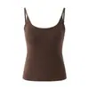 Camisola Fina para Mujer de Primavera y Otoño con Cuello en U, Diseño de Espalda Hermoso sin Costuras, Sujetador y Tirantes Integrados, Top de Capa Base