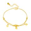 Sandalia de oro de Vietnam Moda doble línea giro y Cuentas de transporte tobillera de amor chapada en oro de 24k tobillera con borla tobillera europea y americana venta al por mayor