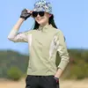 Camiseta Ligera de Secado Rápido para Mujer, Manga Larga, Cuello Alto, Deportes al Aire Libre de Primavera y Verano, Transpirable, Senderismo, Running, Montañismo, Ropa de Secado Rápido