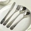 Venta al por mayor transfronteriza Cuchillo, Tenedor y Cuchara de Acero Inoxidable 304 Vajilla Infantil Oso de Dibujos Animados Creativo Estilo Occidental Tenedor y Cuchara para Comida de Bebé