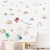 LD96170 Adhesivo decorativo de pared con diseño de dinosaurio pequeño y arcoíris para habitación infantil, diseño de dibujos animados, autoadhesivo