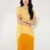 Camiseta Feminina Manga Curta Estilo Miyake, Verão Fina com Design Irregular Nicho Top Franzido, Toque de Luxo para Mulheres
