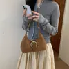 Diseño nicho coreano, bolso de ante retro tipo dumpling para mujer, nueva colección otoño/invierno 2026, bolso de hombro/bandolera simple y casual