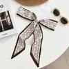 Lenço de Seda com Flor de Caju Longo Nova Moda Lenço Pequeno Estilo Coreano Lenço de Cabeça Prendedor de Cabelo Faixa para Cabelo Cinto de Cintura