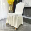 Capa de Cadeira Saia Plissada em Sarja Capa de Cadeira para Banquete de Casamento de Hotel Reunião Sem Laço Decoração de Laço Cadeira de Jantar