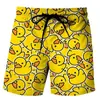 Venta al por mayor transfronteriza pantalones cortos divertidos para hombre estampado de pato amarillo pantalones de playa de verano pantalones cortos 3D diarios entrega de una sola pieza