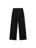 Calça Esportiva Casual de Cor Sólida de Cintura Alta para Mulheres, Primavera/Outono, Cordão, Solta, Confortável para Atividade, Calça de Pernas Largas, Versátil, Calça Longa para Casais