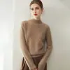 Suéter de cachemira para mujer, 100% cachemira pura de cabra, nuevo diseño de moda, color sólido, versátil, cuello medio alto, jersey de punto, suéter cálido