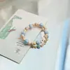 Pulsera de cerámica de Jingdezhen, nueva y que no se decolora, para estudiantes mujeres, pulsera de cuentas de estilo antiguo, pulsera de cerámica fresca y moderna