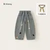 You Bao Huzhou Zhili Roupa Infantil Jeans para Meninas Dança de Rua Tendência Legal Crianças Maiores Cintura Curva Cinto Calças Infantis
