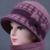 Sombreros para mujeres de mediana edad y mayores, otoño e invierno, para madres, forrados de polar, cálidos, sombreros de lana tejidos, para señoras mayores, de pelo de conejo, de ala ancha, sombreros de algodón
