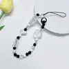Corrente para Celular Acrílica Preto e Branco Amor Moda Simples Capa de Celular Chaveiro Pingente DIY Cordão de Celular Mulheres