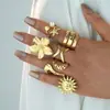 Joyería Ins Juego de Anillos Brillantes Anillos Abiertos Geométricos Exagerados para Mujer Estilo Europeo y Americano de Gama Alta de Nicho Transfronterizo