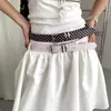 Diseño Estilo Coreano Bloque de Color Estampado de Lunares Cinturón para Mujer con Hebilla Metálica Única, Adecuado para Vestidos y Jeans, Accesorio de Cinturón