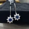 Plata de Ley S925 Zafiro Cultivado Redondo 1 Quilate Collar de Girasol Lujo Accesible Sencillo Versátil Juego de Alta Gama