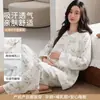 Gaze simples de algodão puro para maternidade, novo estilo primavera e outono, para gestantes antes e depois do parto, pijamas para amamentação, roupas de casa, conjunto de duas peças