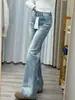 Jeans únicos de microcampana con pliegues para mujeres petite, de tiro bajo, que estilizan la figura, adelgazantes, versátiles pantalones bootcut de pierna recta
