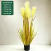 Plantas em vaso de junco artificial e capim-dos-pampas transfronteiriças, plantas verdes de penas artificiais, ornamentos decorativos, plantas verdes artificiais, decorações de plantas simuladas
