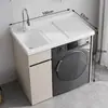 Gabinete completo con marco de aluminio de panal engrosado, lavadora integrada y gabinete de balcón, lavadero con tabla de fregar y lavabo