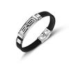 Pulsera personalizada de acero de titanio hueco para hombre, joyería al por mayor, pulsera de silicona de acero inoxidable, suministro transfronterizo