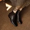 Botines cortos de cuero genuino estilo vintage francés con punta cuadrada y tacón grueso, botines Chelsea de piel de oveja talla grande con cremallera trasera, botas estilo Martin de comercio exterior transfronterizo
