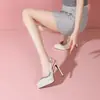Sandálias Femininas Fechadas na Ponta 2026 Novo Estilo de Verão Plataforma Impermeável Bico Fino Couro Genuíno Salto Fino Costas Abertas Sandálias de Tira Única com Strass Solado Grosso