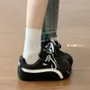 Otoño 2026 Nuevos Zapatos de Entrenamiento Alemanes de Punta Redonda Estilo Coreano para Mujer Bloque de Color Ligeros Casuales Zapatos con Lazo Femeninos de Encaje