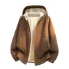 Colección de invierno 2026 para hombre: chaqueta de algodón holgada, con capucha, engrosada y forrada de polar, una prenda elegante y casual
