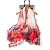 Pañuelo de Seda Estampado Floral de Mariposa Flor Cortada Primavera y Verano Pañuelo Largo Grande Chal de Viaje de Alta Gama Protección Solar Pañuelo para Mujer Pañuelo para la Cabeza